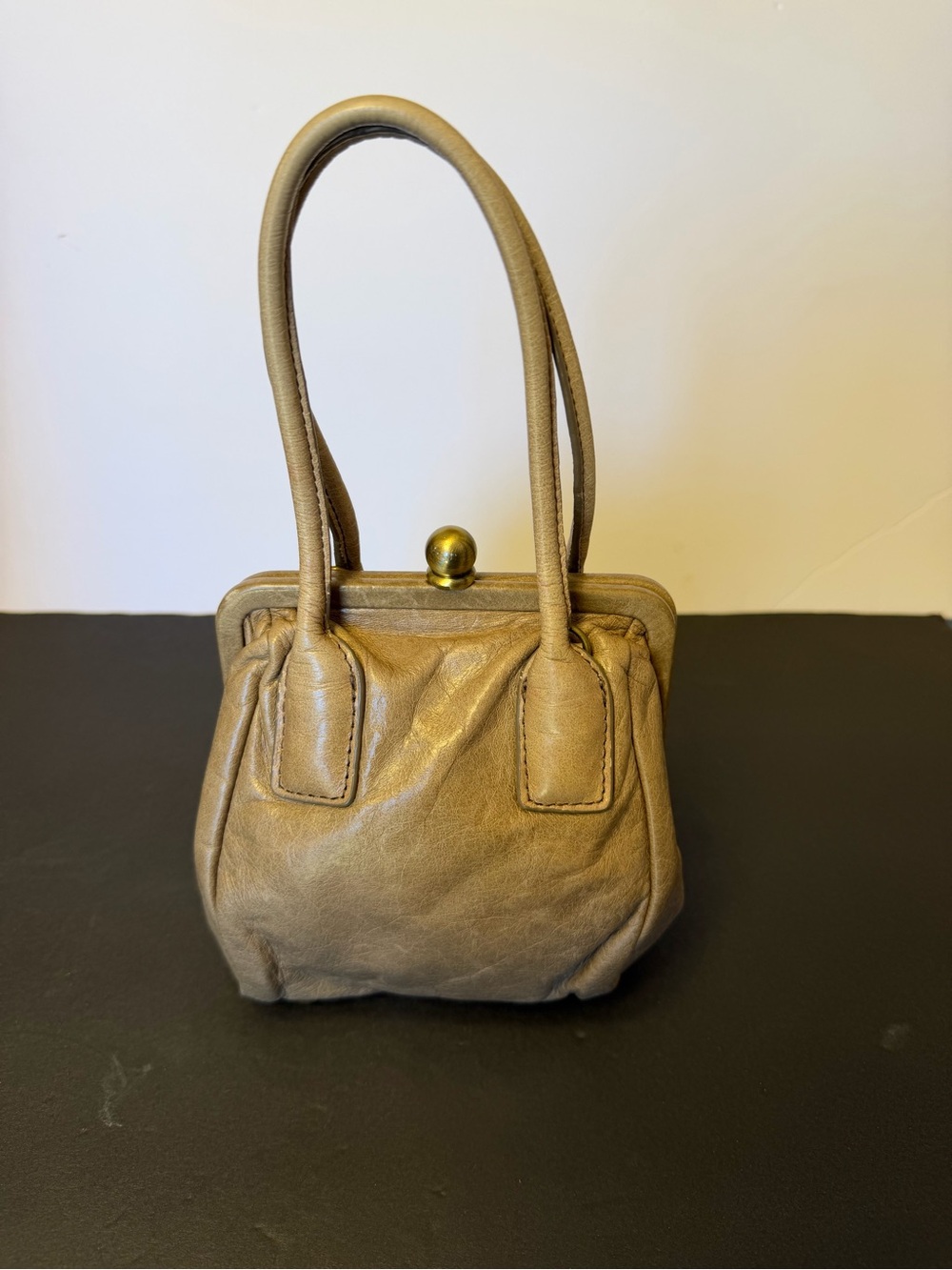 HOBO International Blanche Mini Satchel Taupe Pewter Ball Clasp No Strap - Picture 3 of 14